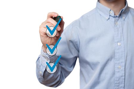 businessman checking mark checklist marker Isolated on white background